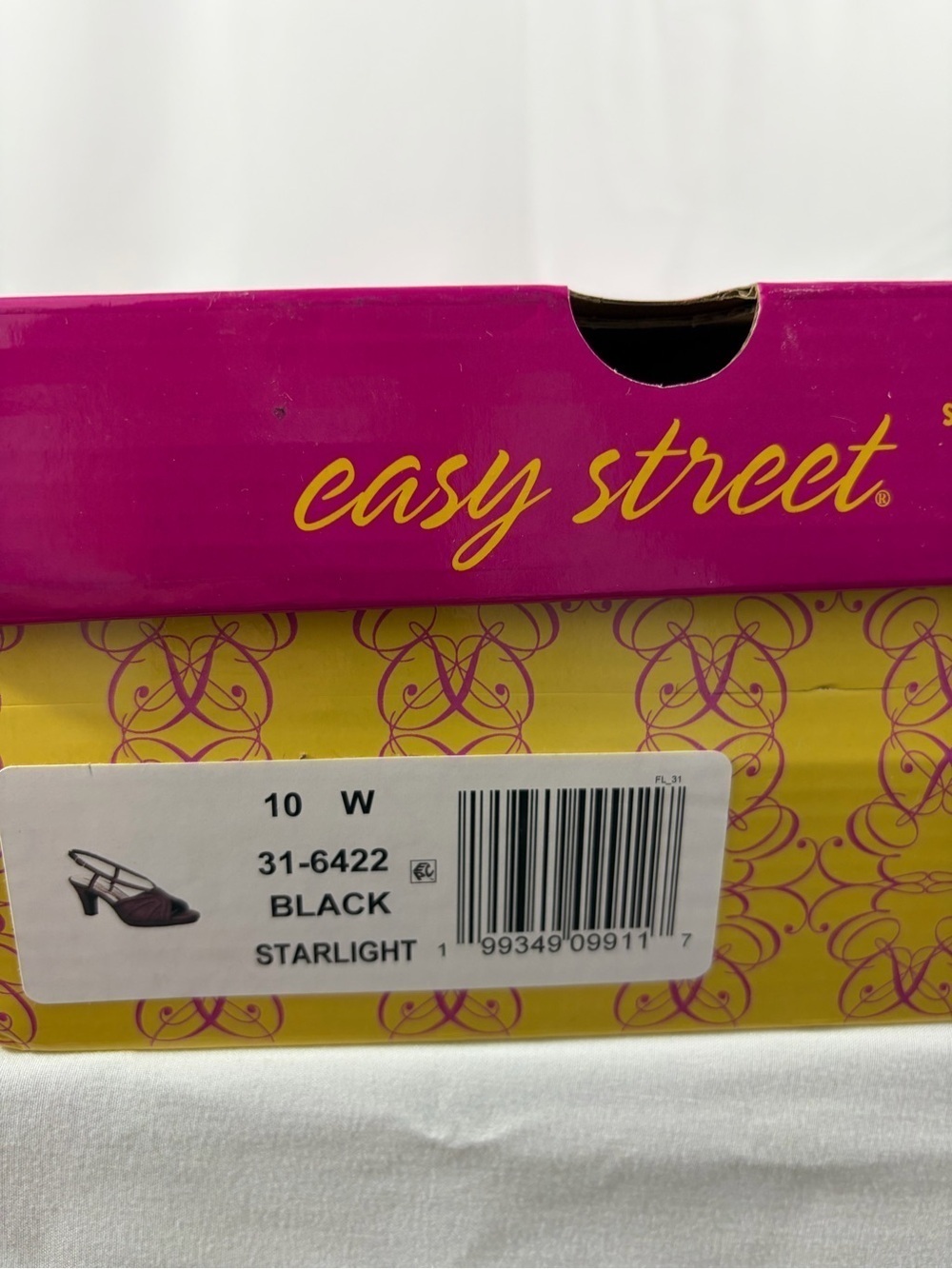 NWT Easy Street Women’s Size 10W Shiny Black Slingback Block Heels - Picture 7 of 8